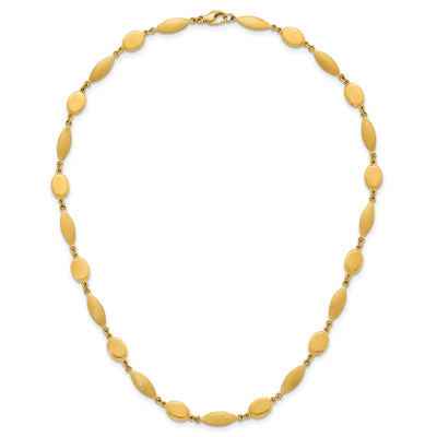 14K Polished And Brushed Fancy Oval and Round Link Necklace