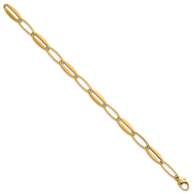 14K Brushed and Polished Long Oval Link, 18 x 7.25mm
