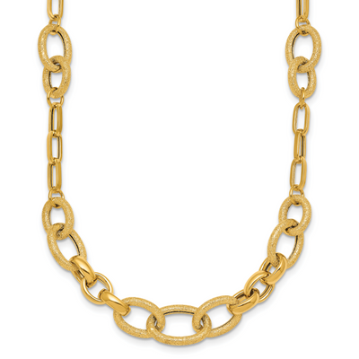 14K Polished and Textured Link, 17.25 x 10.6mm