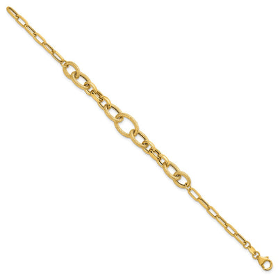 14K Polished and Textured Link, 17.25 x 10.6mm