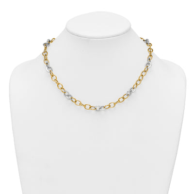 14K Two-tone Polished Fancy Circle Cable Chain Necklace