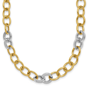 14k Two-tone Polished Fancy Circle Cable Chain Necklace (Style SF3247-18)