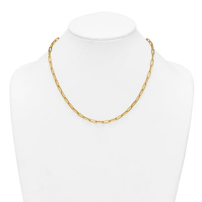 14K Polished Paperclip Link Necklace, 18 x 4.35mm