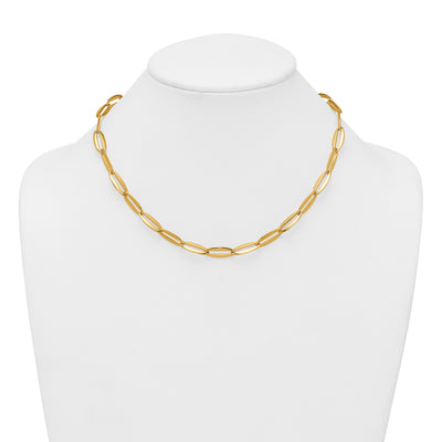 14K Polished Long Oval Link Necklace