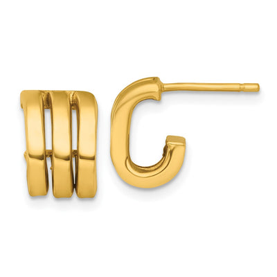 14K Polished 3 Oval Rings J-Hoop Post Earrings