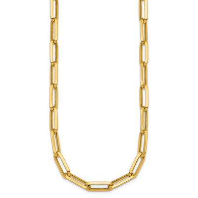 14K Polished Paperclip Link Chain Necklace