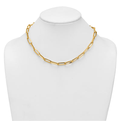 14K Polished Paperclip Link Chain Necklace