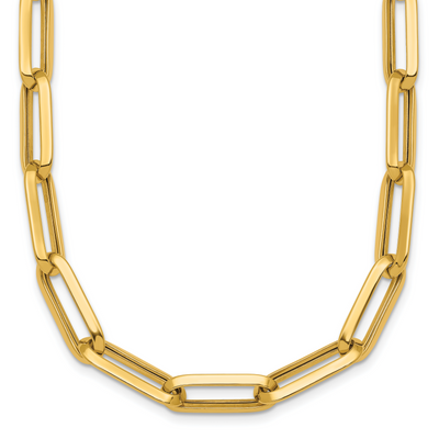 14K Polished Paperclip Link Chain Necklace