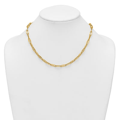14K Polished Flattened Oval Cable Fancy Link Necklace