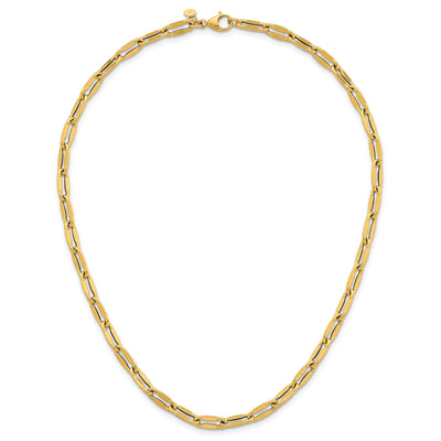 14K Polished Flattened Oval Cable Fancy Link Necklace