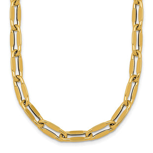 14k Polished Flattened Oval Cable Fancy Link Necklace (Style SF3258-18)