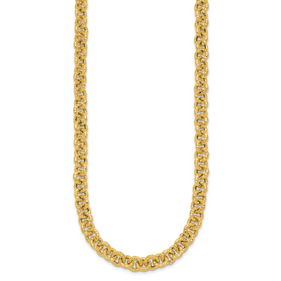 14K Polished and Textured Cable Chain Necklace