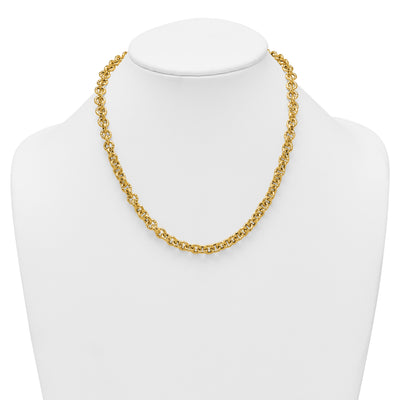 14K Polished and Textured Cable Chain Necklace