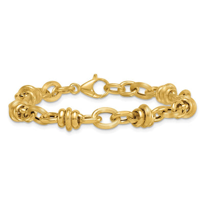 14K Polished and Textured Round and Oval Fancy Chain Necklace