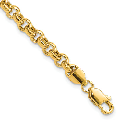 14K Polished Fancy Rolo Link Bracelet, 7.5 x 5mm