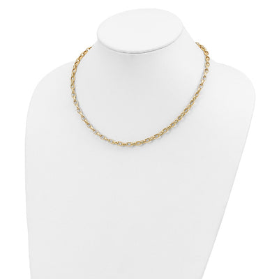 14K Polished Fancy Oval Link Necklace, 18 x 4.5mm
