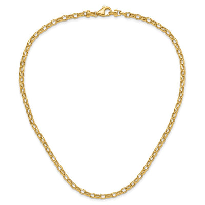 14K Polished Fancy Oval Link Necklace, 18 x 4.5mm