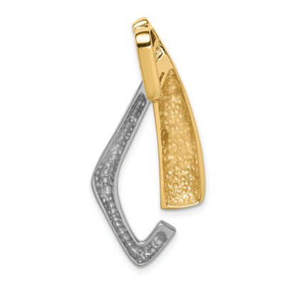 14K Two-tone Polished Slide Fits up to Regular/ Fancy or Reversible Omega, 38 x 18mm