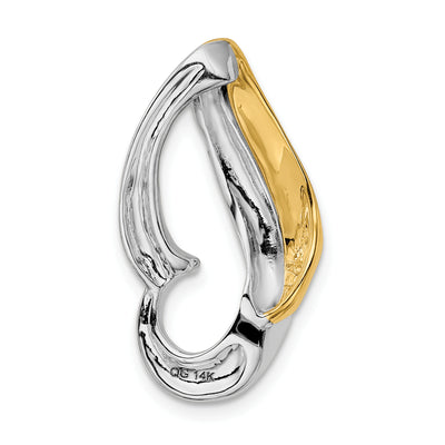 14K Two-tone Polished Slide Fits up to Regular/ Fancy or Reversible Omega, 29 x 16mm