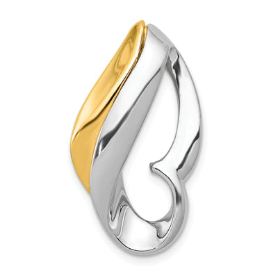 14K Two-tone Polished Slide Fits up to Regular/ Fancy or Reversible Omega, 29 x 16mm