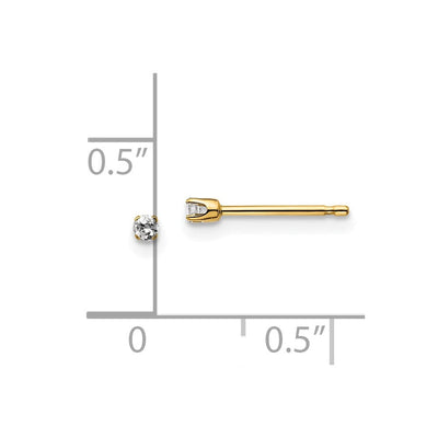 14K Yellow Gold .. I2 K-L Diamond Stud Push-on Post Earrings