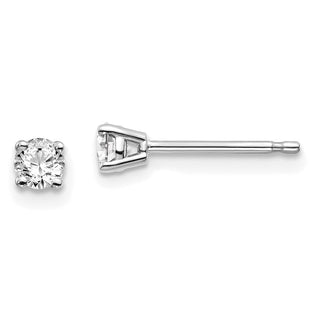 14K White Gold . I1 J-K Diamond Stud Push-on Post Earrings (Style ST2-25W)