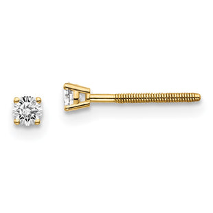 14K Yellow Gold .. SI3 G-I Diamond Stud Thread on/off Post Earrings (Style ST3-10)