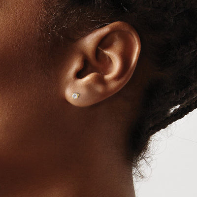 14K Yellow Gold .. SI3 G-I Diamond Stud Thread on/off Post Earrings