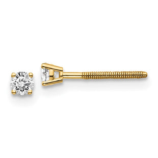 14K Yellow Gold .. SI3 G-I Diamond Stud Thread on/off Post Earrings (Style ST3-15)