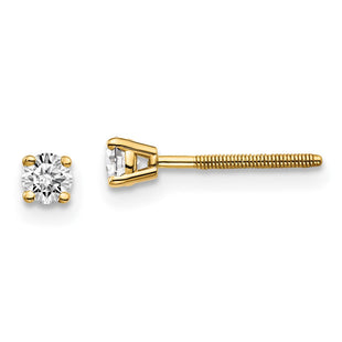 14K Yellow Gold .. SI3 G-I Diamond Stud Thread on/off Post Earrings (Style ST3-20)