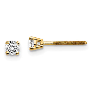 14K Yellow Gold .. SI3 G-I Diamond Stud Thread on/off Post Earrings (Style ST3-25)