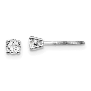 14K White Gold . SI3 G-I Diamond Stud Thread on/off Post Earrings (Style ST3-30W)