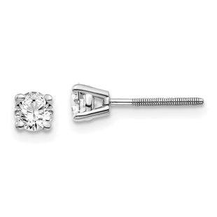 14K White Gold . SI3 G-I Diamond Stud Thread on/off Post Earrings (Style ST3-50W)