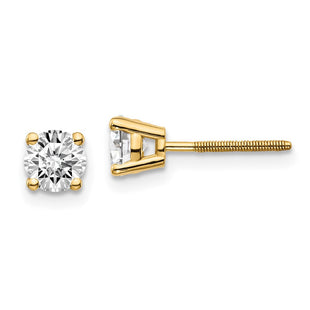14K Yellow Gold .. SI3 G-I Diamond Stud Thread on/off Post Earrings (Style ST3-75)