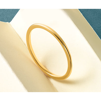 14K Yellow Gold Half Round Polished Stackable Band