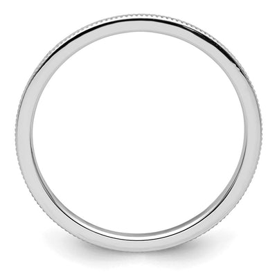 14K White Gold Milgrain Stackable Band Size