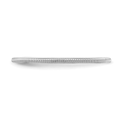 14K White Gold Milgrain Stackable Band Size