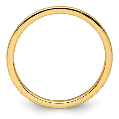 14K Yellow Gold Milgrain Stackable Band Size