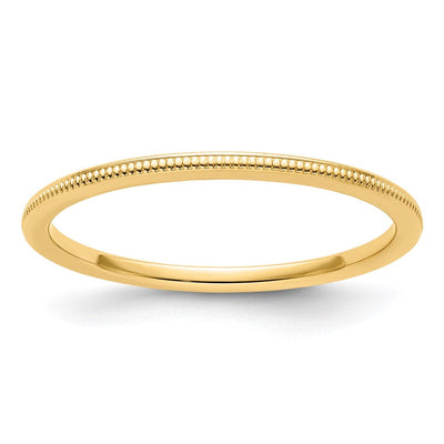 14K Yellow Gold Milgrain Stackable Band Size