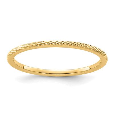 14K Yellow Gold Twisted Wire Pattern Stackable Band