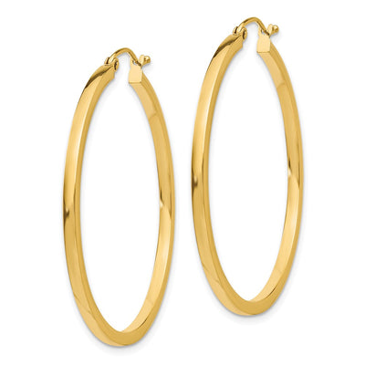 14K Square Tube Hoop Earrings, 40 x 2mm