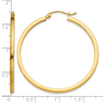 14K Square Tube Hoop Earrings, 40 x 2mm