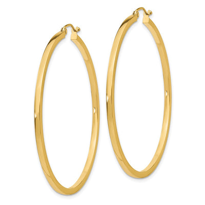 14K Square Tube Hoop Earrings, 50 x 2mm