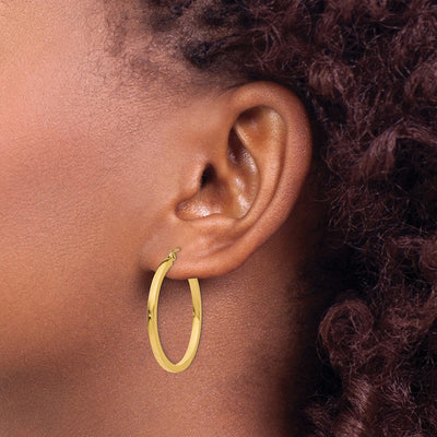 14K Square Tube Hoop Earrings, 30 x 2mm