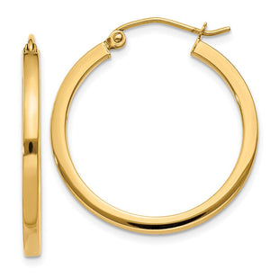 14k Square Tube Hoop Earrings (Style T1077)