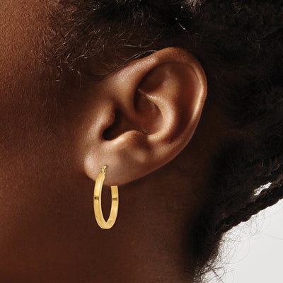 14K Square Tube Hoop Earrings, 20 x 2mm