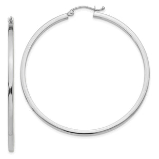 14k White Gold Square Tube Hoops (Style T1081)