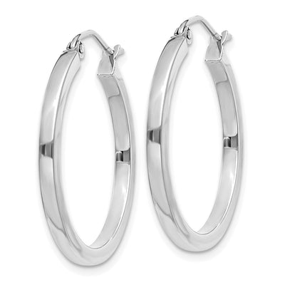 14K White Gold Square Tube Hoops, 25 x 2mm
