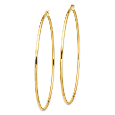 14K Polished Lightweight Round Tube Hoop Earrings, 80 x 2mm