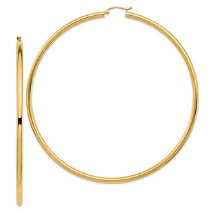 14k Polished Lightweight Round Tube Hoop Earrings (Style T1161L)